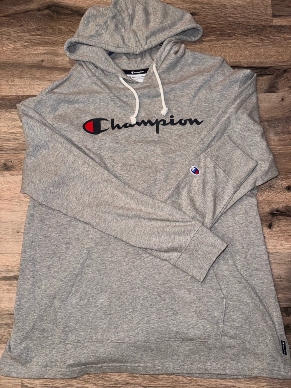 Champion Gray Crewneck Sweatshirt with Script Logo